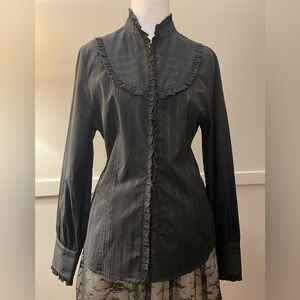 SOLD Black Ruffled Women's Blouse #whimsygoth